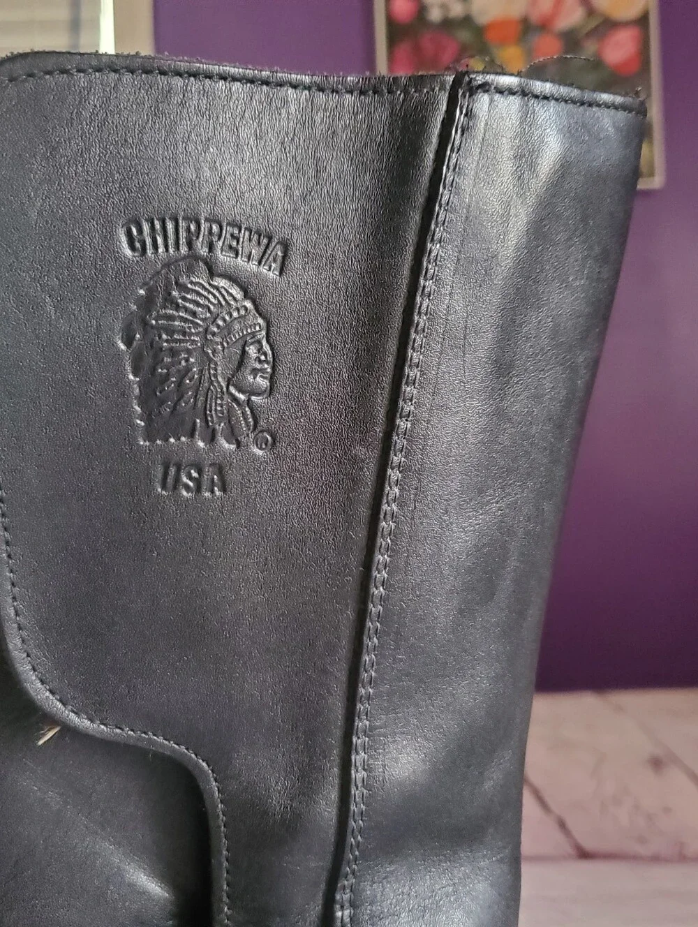 Chippewa 27862 Black Leather Odessa Rally Motorcycle Biker Rider Men 8.5 D